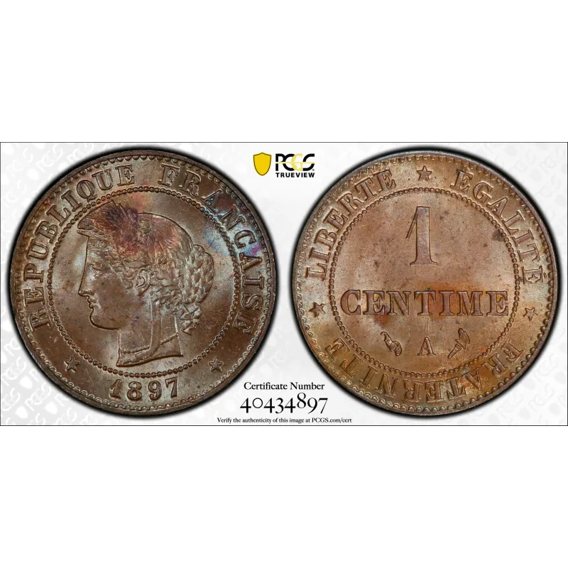 1 centime Cérès 1897 A Paris Spl+ PCGS MS64 1 centime Cérès 1897 A Paris Spl+ PCGS MS64