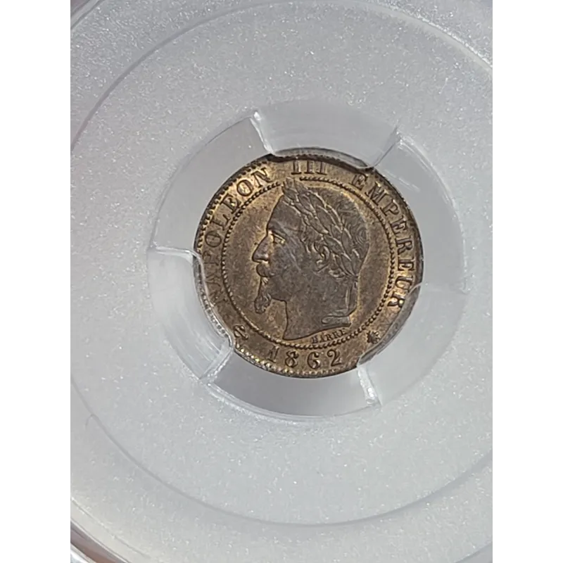 1 centime Napoléon III tête laurée 1862 A Paris SPL+ PCGS MS64 1 centime Napoléon III tête laurée 1862 A Paris SPL+ PCGS MS64