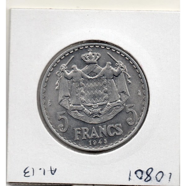 Monaco 5 francs 1945 Sup+, Gad.135 Louis II