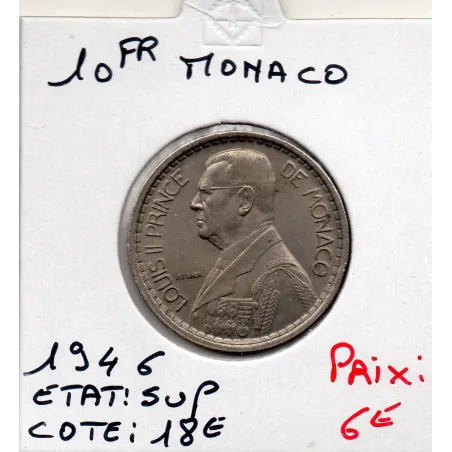 Monaco 10 francs 1946 Sup, Gad.136 Louis II