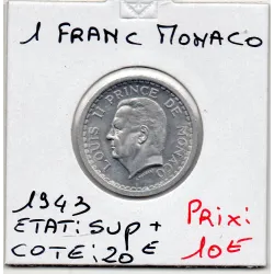 Monaco 1 franc 1943 Sup+, Gad 131 Louis II