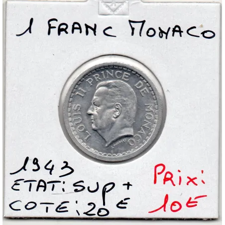 Monaco 1 franc 1943 Sup+, Gad 131 Louis II