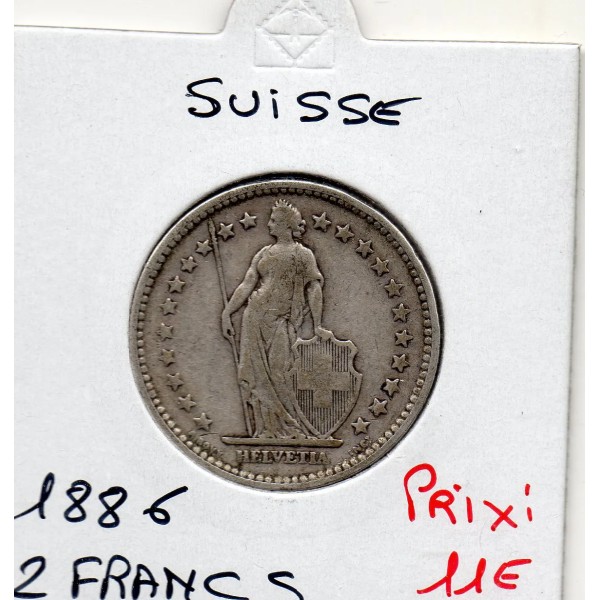Suisse 2 francs 1886 TTB-, KM.21