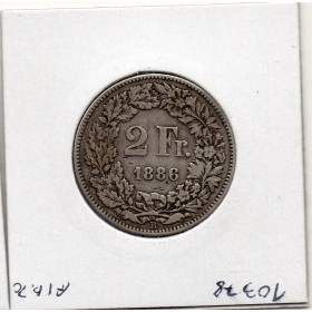 Suisse 2 francs 1886 TTB-, KM.21