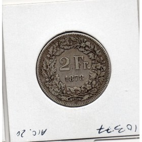 Suisse 2 francs 1878 TTB, KM.21