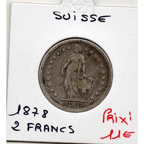 Suisse 2 francs 1878 TTB-, KM.21