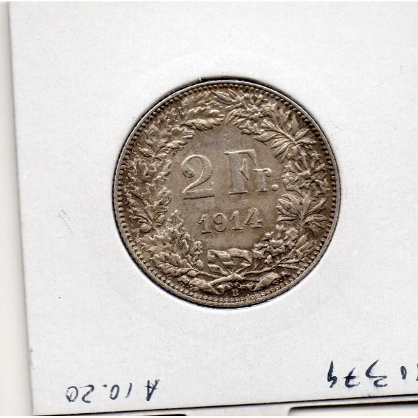 Suisse 2 francs 1914 Sup, KM.21