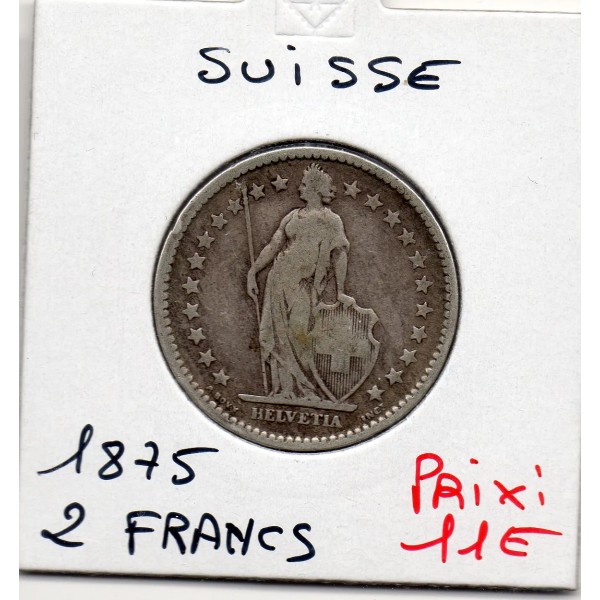 Suisse 2 francs 1875 TTB-, KM.21