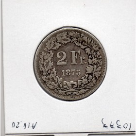 Suisse 2 francs 1875 TTB-, KM.21