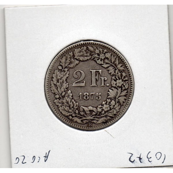 Suisse 2 francs 1875 TTB-, KM.21