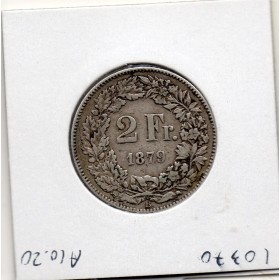 Suisse 2 francs 1879 TTB, KM.21 date clé
