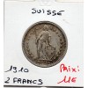 Suisse 2 francs 1910 TTB, KM.21