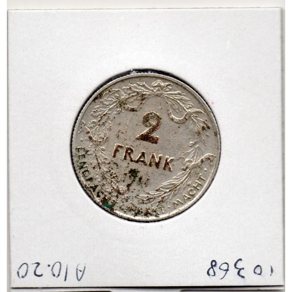 Belgique 2 Francs 1911 en Flamand Sup tache, KM.75