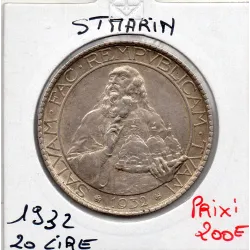 Saint Marin 20 lire 1932 Sup, KM.11 Ecrivain