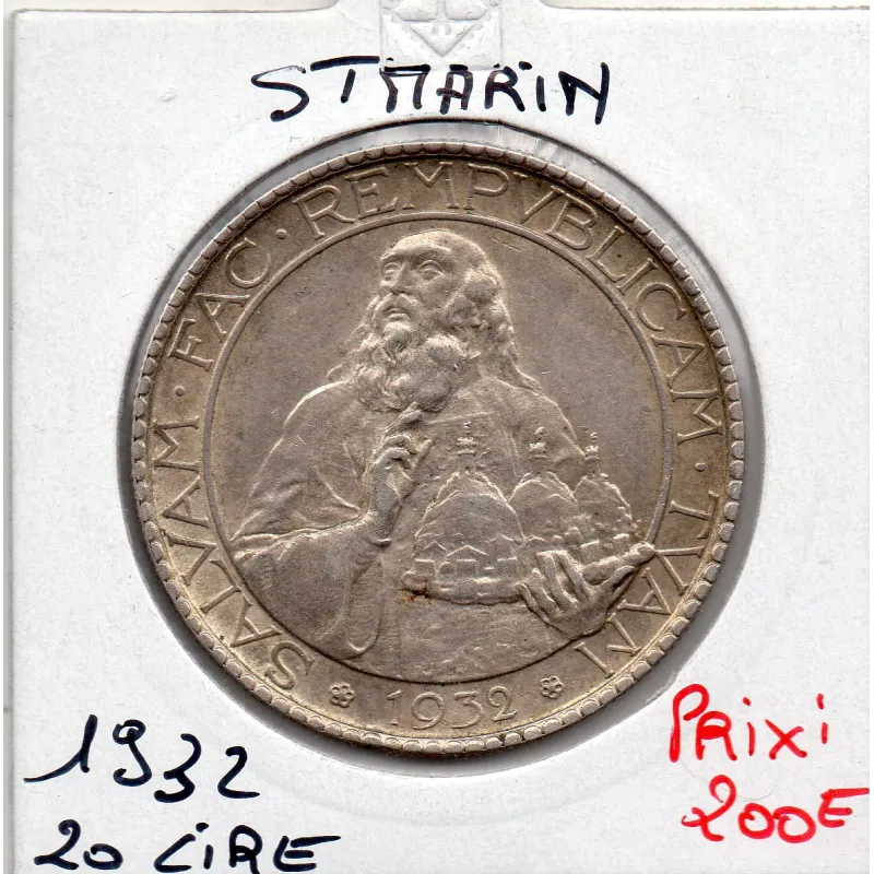 Saint Marin 20 lire 1932 Sup, KM.11 Ecrivain