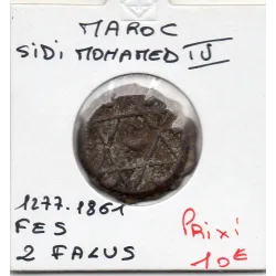 Maroc 2 Falus 1277 AH - 1861 Fez TB, KM.163 Sidi mohammed IV