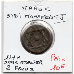 Maroc 2 Falus 1277 AH - 1861 sans atelier TTB, KM.163 Sidi mohammed IV