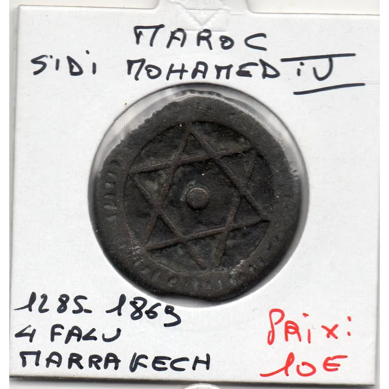 Maroc 4 Falus 1285 AH - 1869 Marrakech TTB, KM.166 Sidi mohammed IV