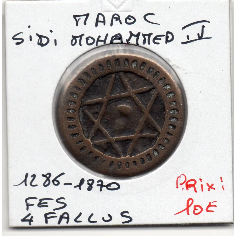 Maroc 4 Falus 1286 AH - 1870 Fes TTB, KM.166 Sidi mohammed IV
