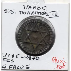 Maroc 4 Falus 1286 AH - 1870 Fes TTB, KM.166 Sidi mohammed IV