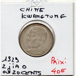 Chine 20 cents ou 2 jiao 1929 an 18 Spl, KM.Y426 Kwangtung