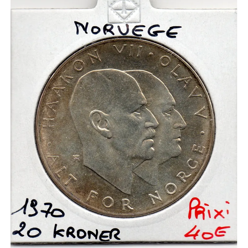 Norvège 25 Kroner 1970 Sup+, KM.414 Haakon VII et Olav V Norvège 25 Kroner 1970 Sup+, KM.414 Haakon VII et Olav V