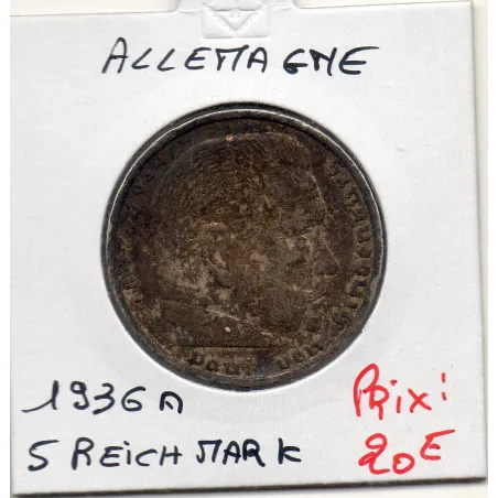 Allemagne 5 reichsmark 1936 A, TTB KM.86 Paul von Hindenburg
