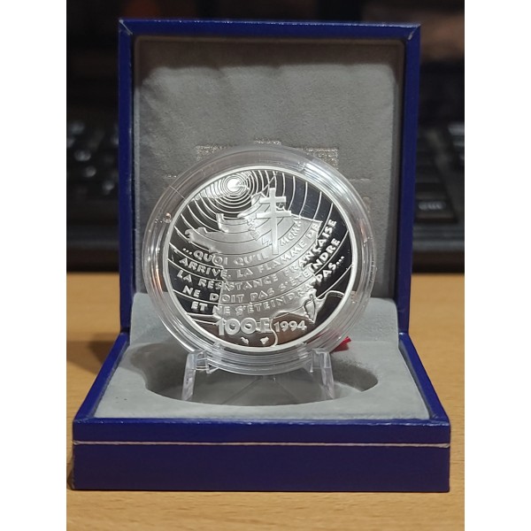 100 francs Argent, BE, 1994, De Gaulle - Appel du 18 juin 1940 pièces de monnaies de Paris