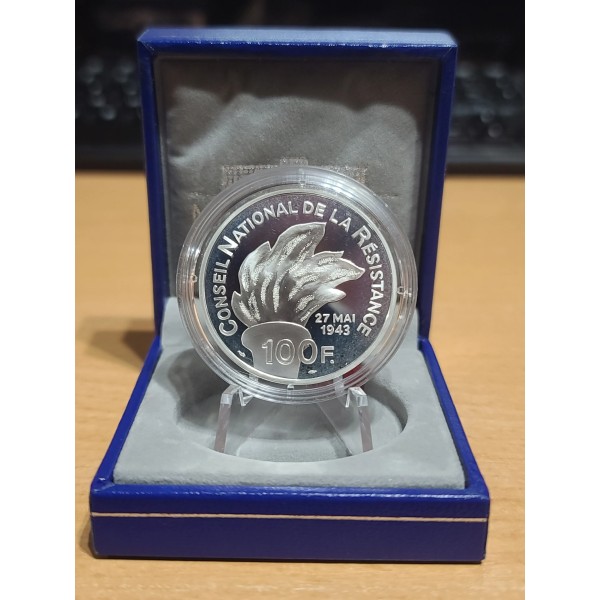 100 franc Argent, BE, 1993, Jean Moulin pièces de monnaies de Paris