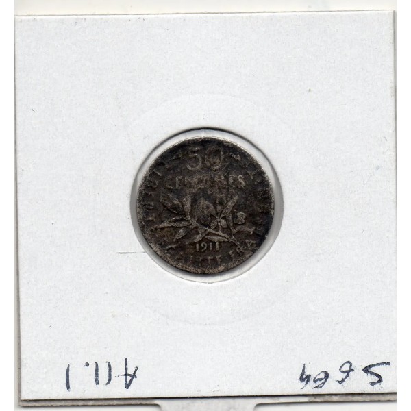 50 centimes Semeuse Argent 1911 TB patine sombre
