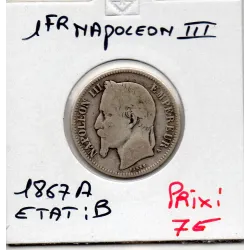 1 franc Napoléon III tête laurée 1867 A Paris B