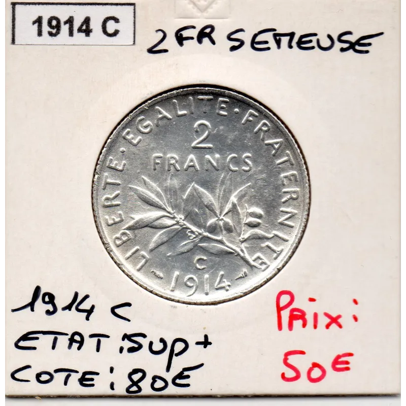 2 Francs Semeuse Argent 1914 C Castelsarrasin Sup+