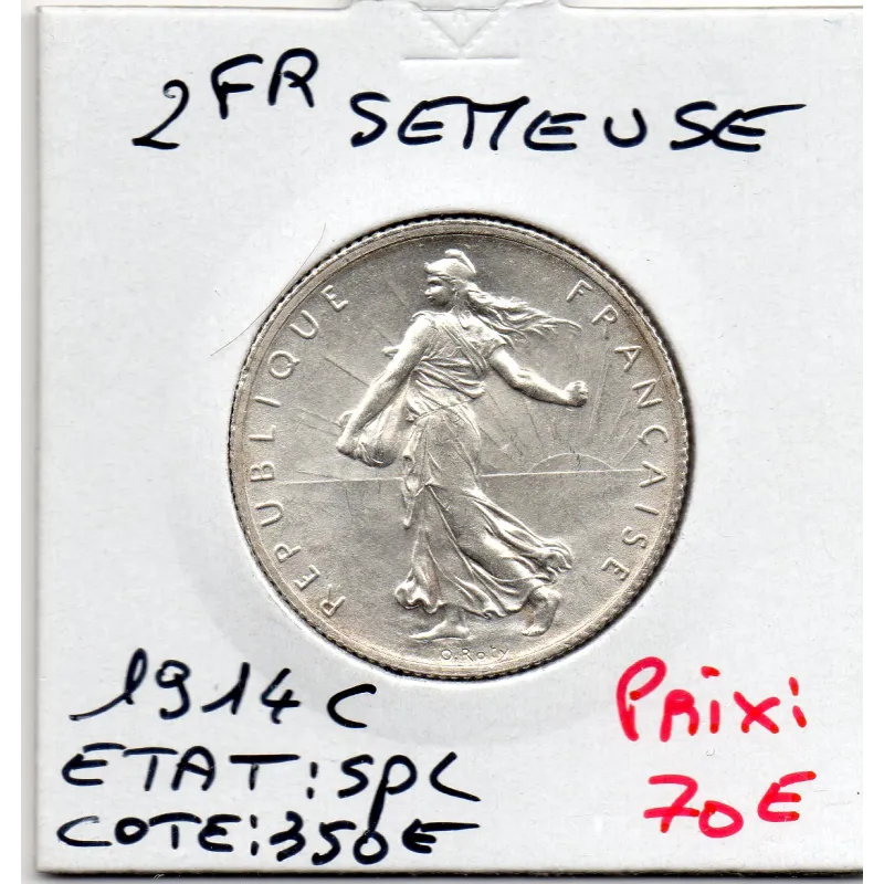2 Francs Semeuse Argent 1914 C Castelsarrasin Spl 2 Francs Semeuse Argent 1914 C Castelsarrasin Spl