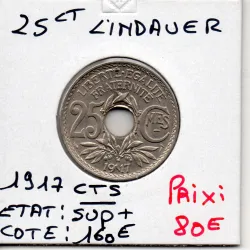 25 centimes Lindauer 1917 soulignée Sup+