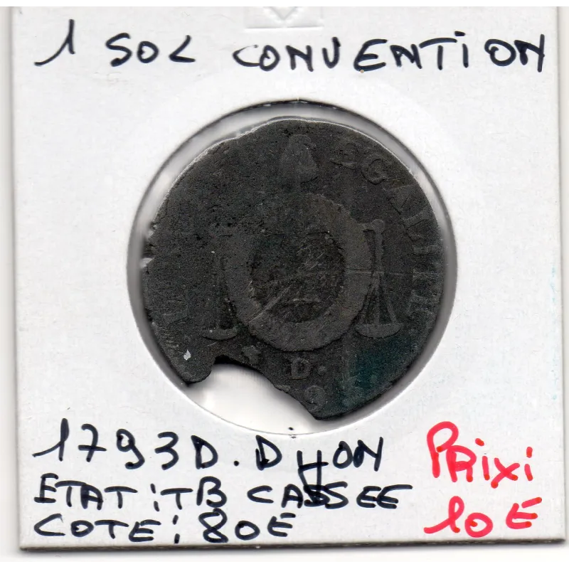 1 sol aux balances 1793 D. Dijon TB cassée 1 sol aux balances 1793 D. Dijon TB cassée