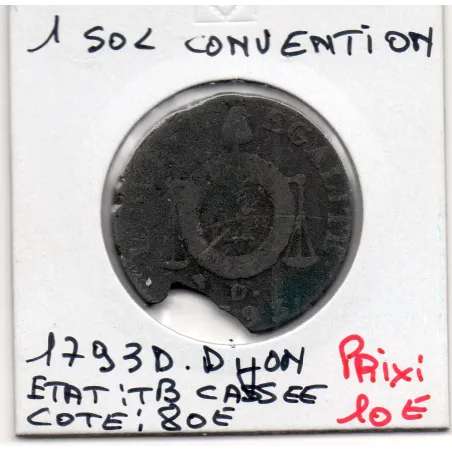 1 sol aux balances 1793 D. Dijon TB cassée