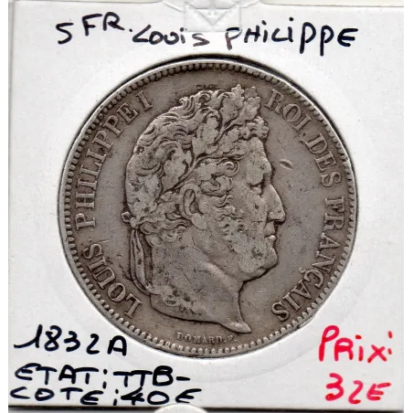 5 francs Louis Philippe 1832 A Paris TTB-