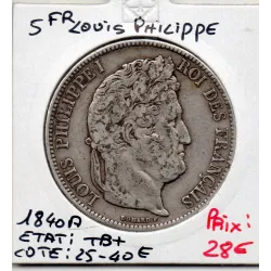 5 francs Louis Philippe 1840 A Paris TB+