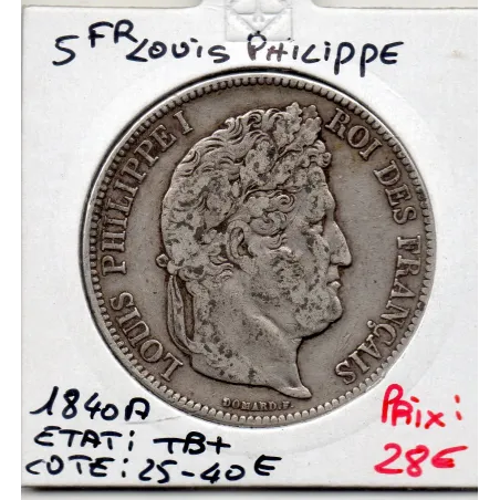 5 francs Louis Philippe 1840 A Paris TB+