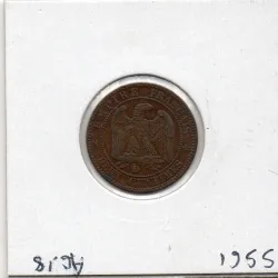 2 centimes Napoléon III tête nue 1855 ancre grand D grand lion Lyon TTB+