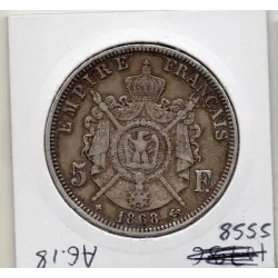 5 francs Napoléon III tête laurée 1868 BB Strasbourg TTB rayures