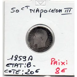 50 centimes Napoléon III tête nue 1859 A Paris B-