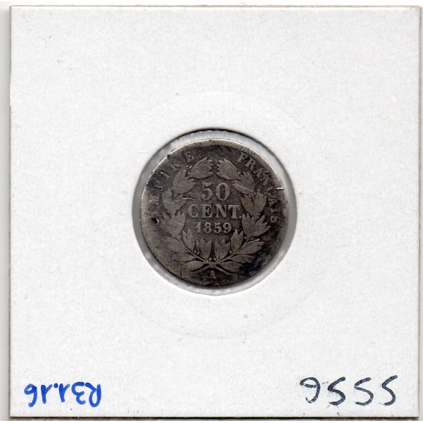 50 centimes Napoléon III tête nue 1859 A Paris B-
