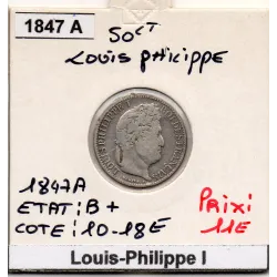 50 centimes Louis Philippe 1847 A Paris B+