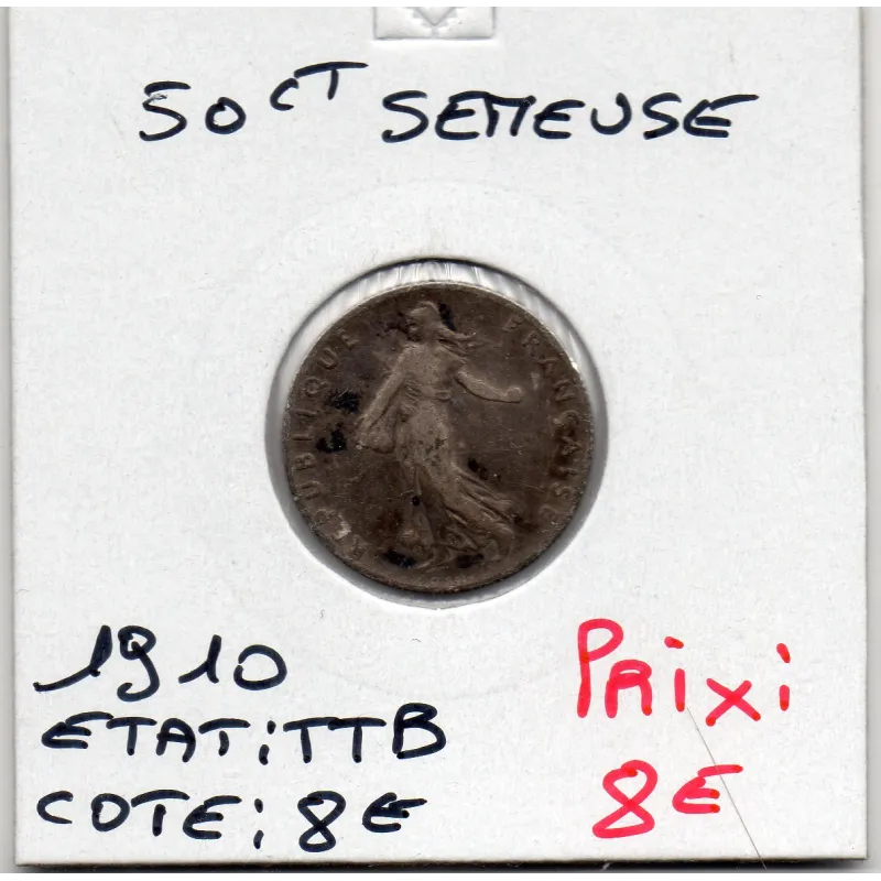50 centimes Semeuse Argent 1910 TTB 50 centimes Semeuse Argent 1910 TTB