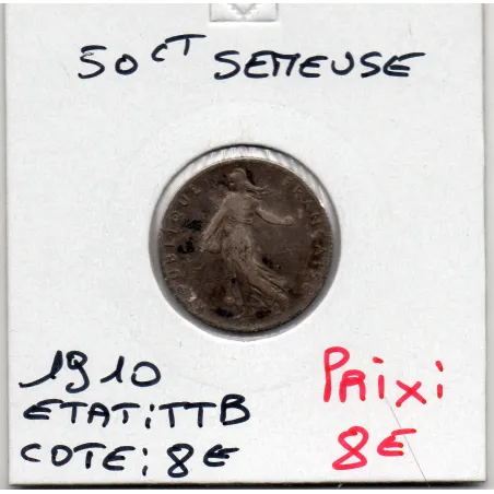 50 centimes Semeuse Argent 1910 TTB