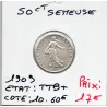 50 centimes Semeuse Argent 1909 TTB+