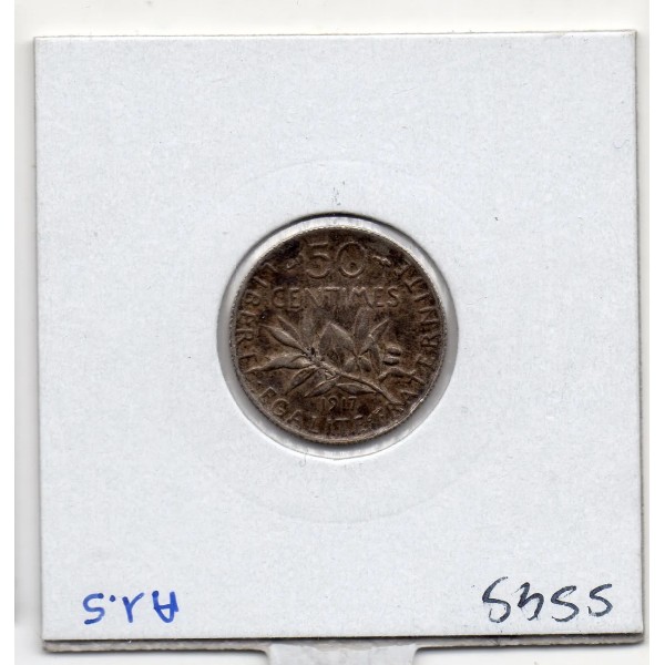 50 centimes Semeuse Argent 1917 Sup patine sombre