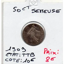 50 centimes Semeuse Argent 1909 TTB