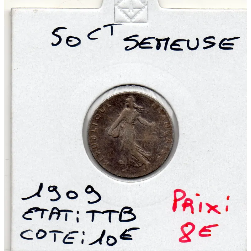 50 centimes Semeuse Argent 1909 TTB 50 centimes Semeuse Argent 1909 TTB